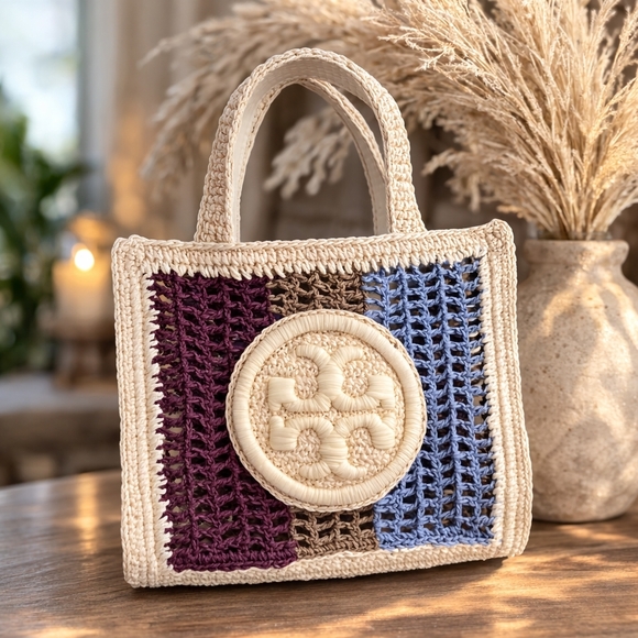 Handbags - Auth Tory Burch Multicolor Tote Bag + Dust Bag